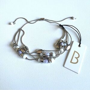 Bancroft Silvertone‎ multi strand Beaded adjustable bracelet NWT
